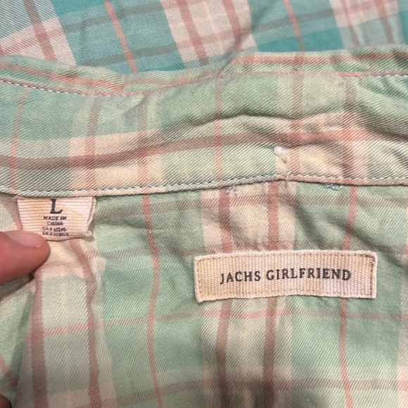 Jachs Girlfriend Women’s Ombré Green Plaid LS Snap Front Cotton Shirt Large - Picture 8 of 9
